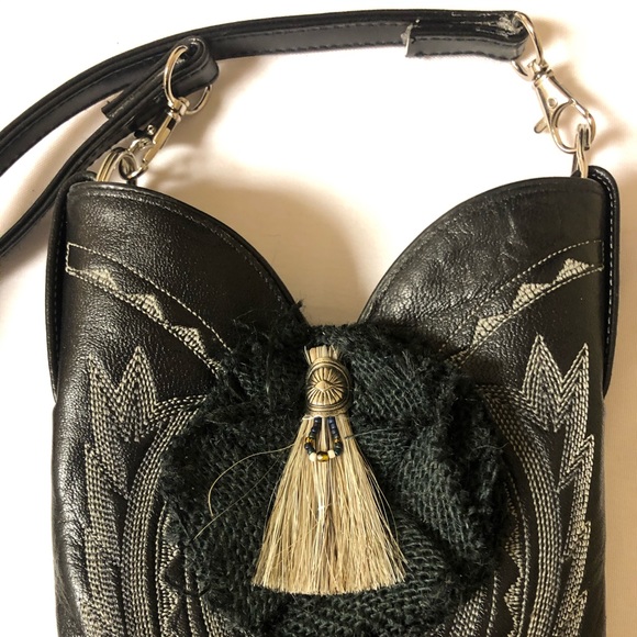 DAN POST BOOTS Handbag Black Leather Suede Fringes - Picture 6 of 8